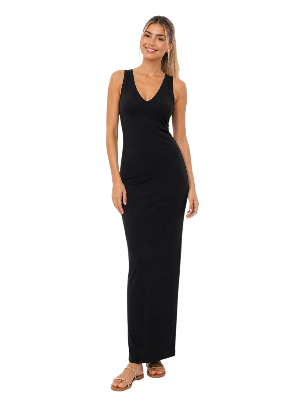 ASOS Black Sleeveless V-Neck Maxi Dress. Size 6.
